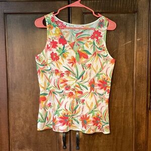 J Crew Floral Linen/Cotton Peplum Tank Top